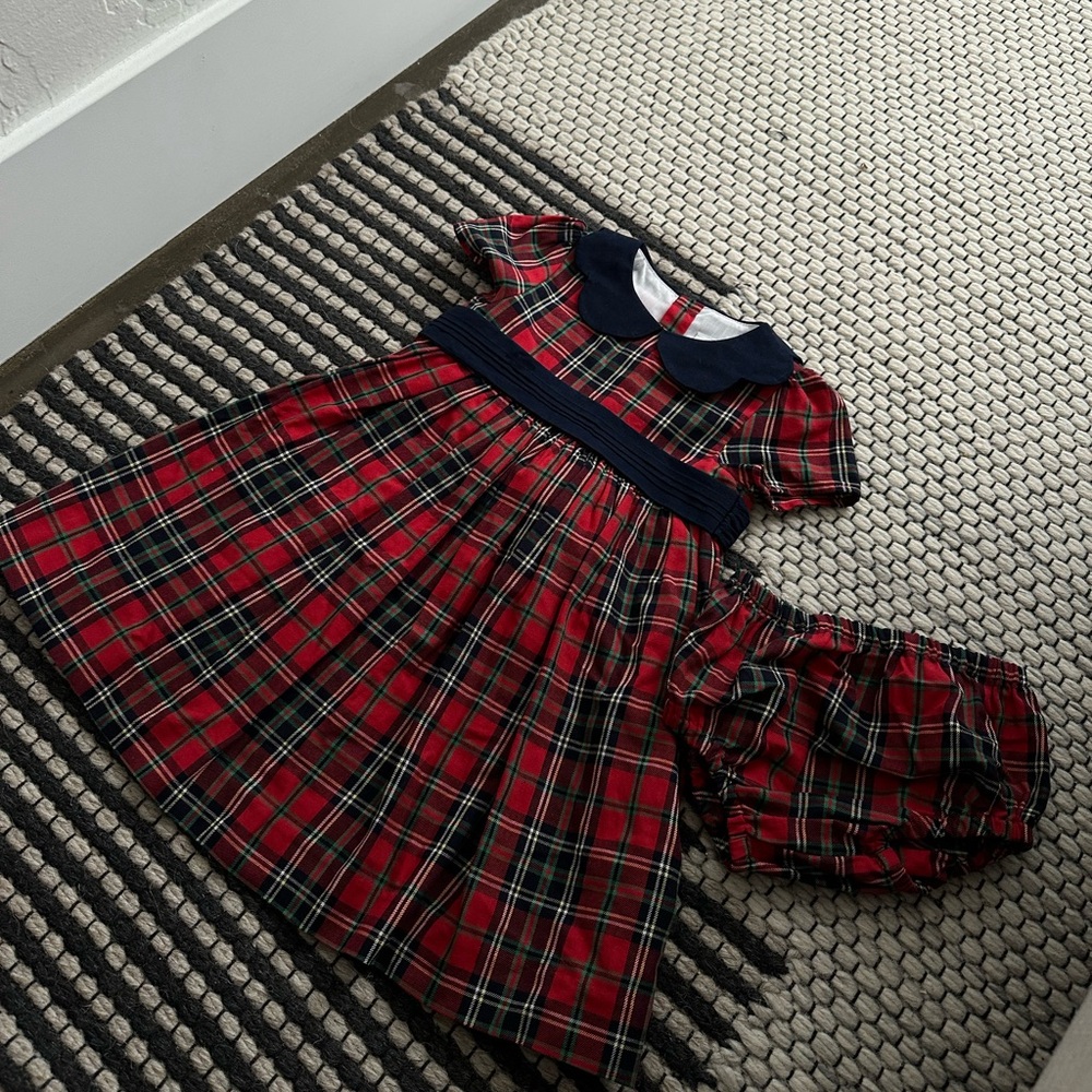 Edgehill Collection Christmas Plaid Collared Dresss